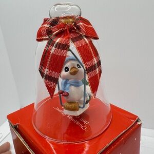 Vintage‎ 1990s Avon Christmas Charm Bell Bird Ornament Plaid Ribbon Tree Scarf
